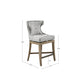 Regent - Set of 2 - 25" Light Grey Upholstered Wingback Counter Stools with 360° Swivel and Reclaimed Grey Wood Legs