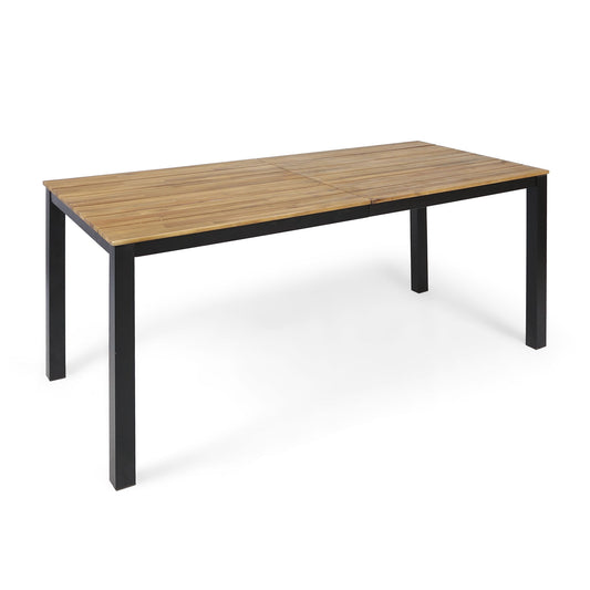 Rectangular Outdoor Dining Table Tabletop With Iron Legs - Black
