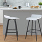 Lachlan - Set of 2 - 16" White Faux Leather Fixed-Height Counter Stools with Black Steel Frame