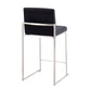 Frampton - Set of 2 - 24" Black Velvet High Back Counter Stools with Stainless Steel Frame