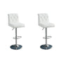 Milon - Set of 2 - 29" Adjustable White Faux Leather Bar Stools with Tufted Chrome Base