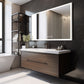 Modern LED Bathroom Vanity Mirror With Aluminum Frame, 45° Beveled Lights, Anti Fog - Silver