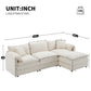 Modular Sectional With Deep And Wide Seat, Cloud Couch Set With Double Cushions Sofa With Movable Ottoman