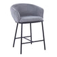 Aravine - Set of 2 - 24" Black Metal and Grey Fabric Counter Stools with Contemporary High Back Design