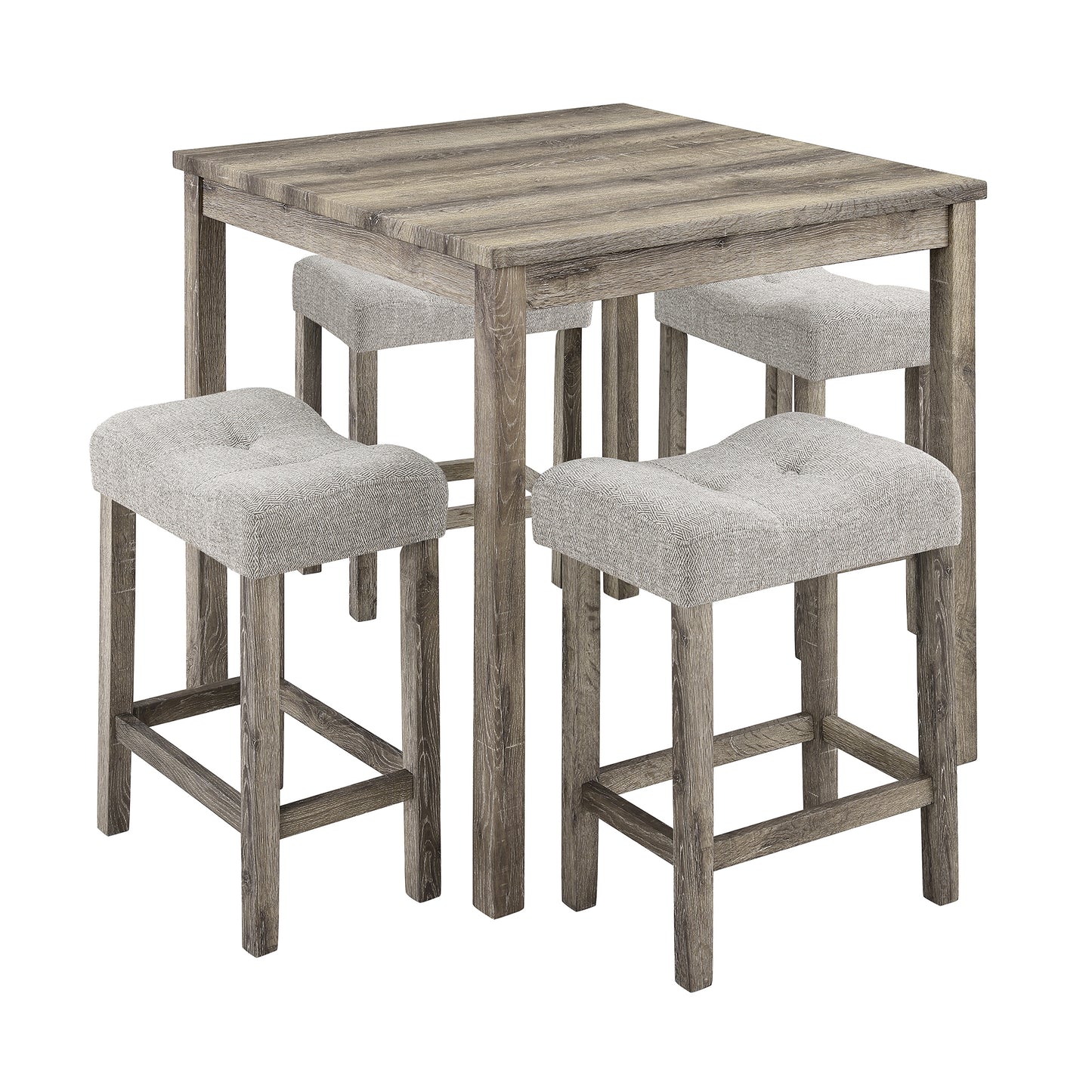 Meridian - Set of 2 - 24" Distressed Walnut Ladder Back Counter Height Chairs, Solid Wood & MDF