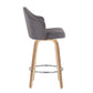Ahoy - Mid-Century Modern Fixed Height Counter Stool With Zebra Legs / Round Chrome Footrest (Set of 2) - Gray