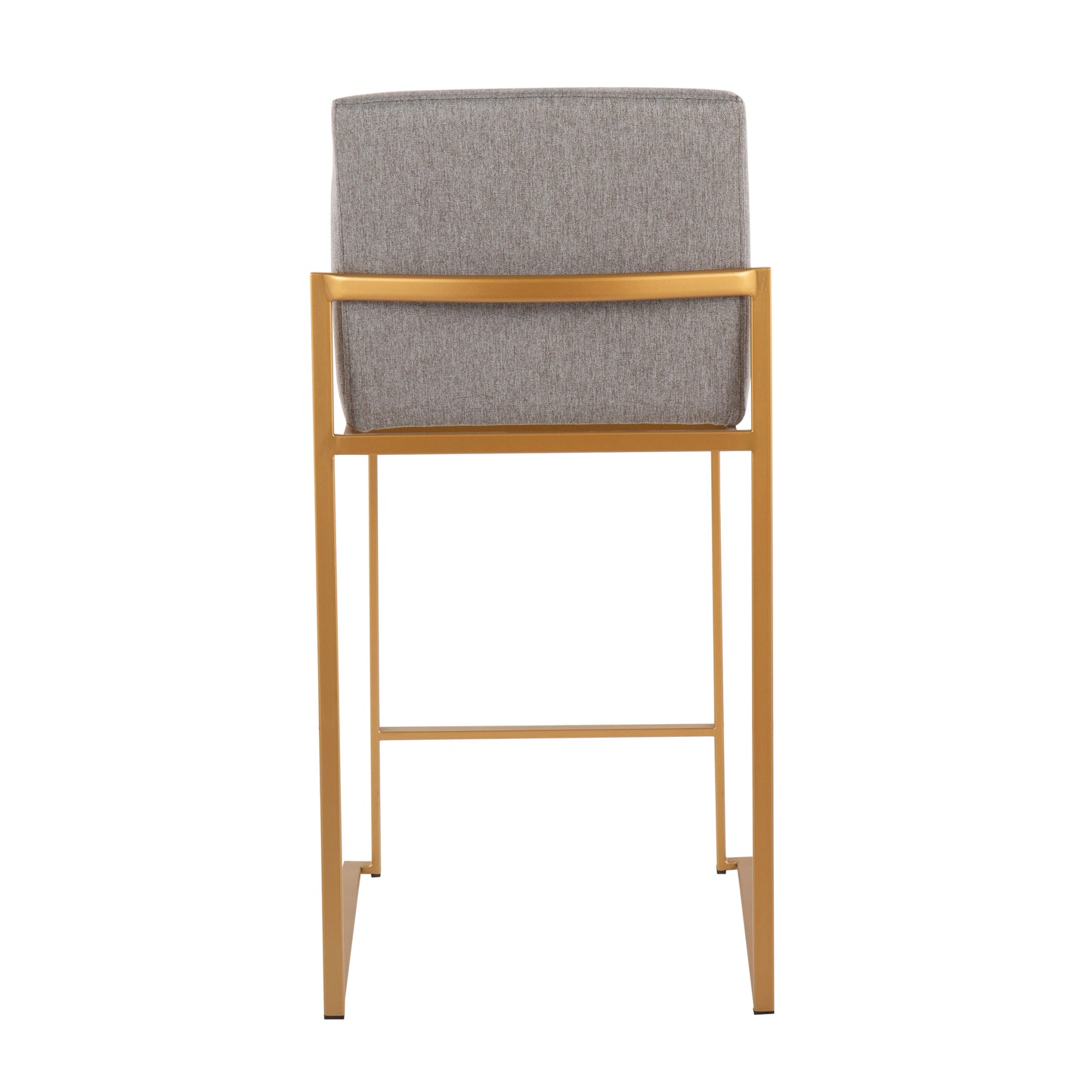 Foxglove - Set of 2 - 26" Contemporary High Back Counter Stools in Gold Steel with Gray Fabric