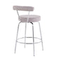 Rosetta - Set of 2 - 24" Chrome and Light Grey Fabric Swivel Counter Stools