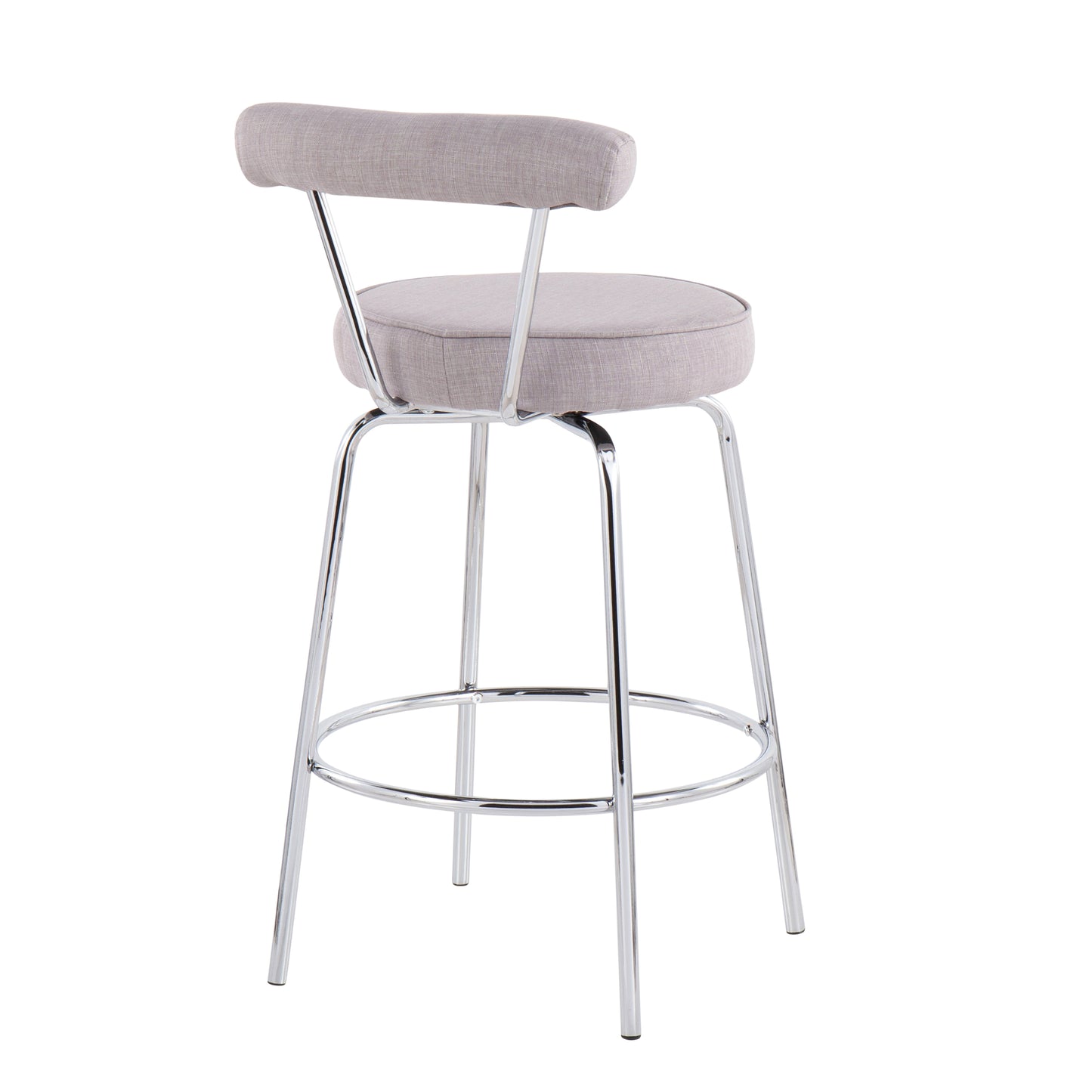 Rosetta - Set of 2 - 24" Chrome and Light Grey Fabric Swivel Counter Stools