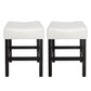 Zerena - Set of 2 - 27" Ivory Leather Counter Stools, Transitional Design for Kitchen & Living Room