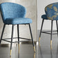 Loressa - Set of 2 - 28" Blue Jacquard Counter Height Bar Stools, Modern Wingback Design, Metal Frame with Black & Gold Footrests