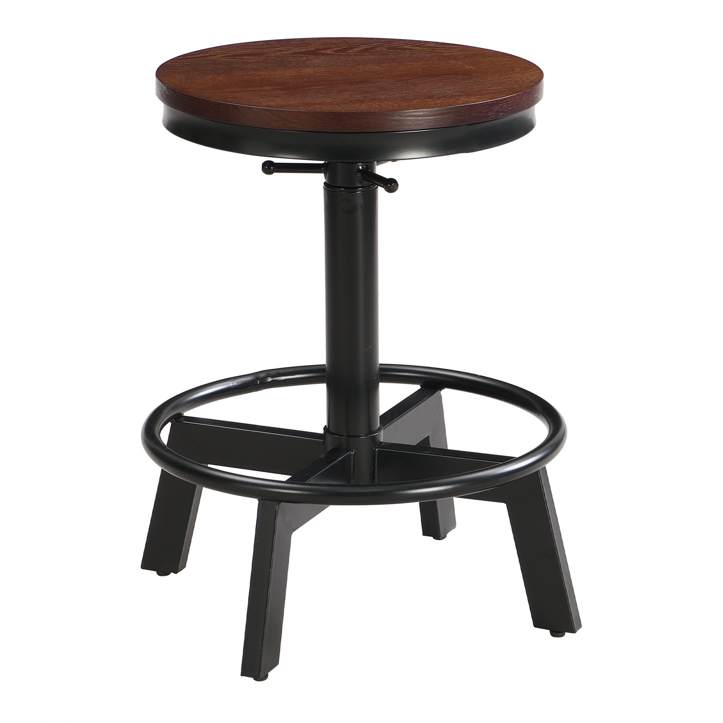 Merton - Set of 2 - 25" Adjustable Swivel Counter Stools with Rectangular Pine Wood Table in Rustic Espresso Finish, Perfect for Compact Living Spaces