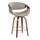 Syler - Set of 2 - 26" Mid-Century Modern Counter Stools with Swivel – Walnut Wood & Grey Faux Leather