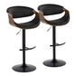 Symphony - Mid-Century Modern Adjustable Barstool With Swivel With Rounded T Footrest (Set of 2) - Black / Walnut / Black