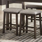 Avery - Set of 2 - 26" Gunmetal Gray Wood Counter Height Stools with Padded Fabric Seats, Modern Dining Room Furniture