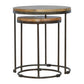 Round Stool Table With Iron Base (Set of 2) - Brown / Black