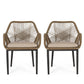 Modern Wicker Dining Club Chair With Water Resistant Cushions - Brown / Beige