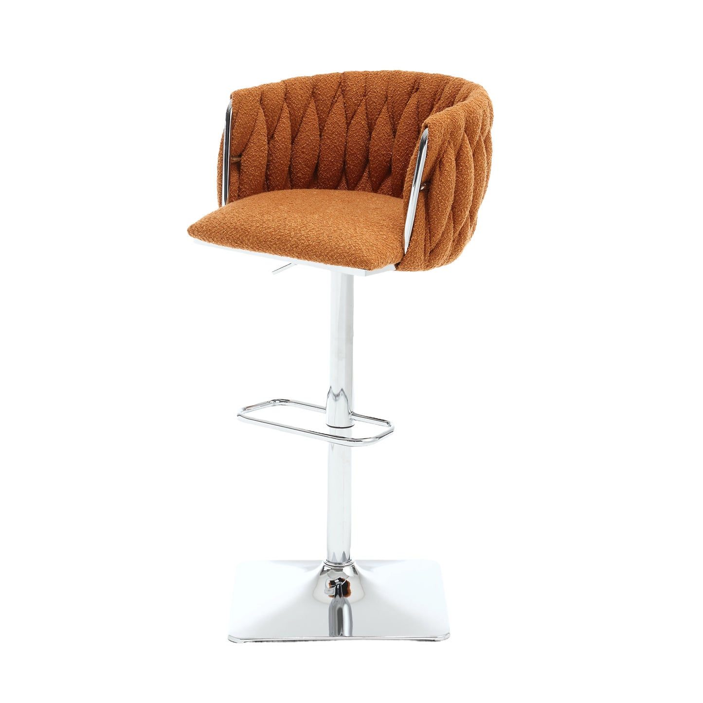 Bellavue Luxe - Set of 2 - 26" Swivel Counter Stools with Orange Boucle Upholstery and 360° Rotation