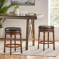 Landis - Set of 2 - 25" Chocolate Brown Faux Leather Swivel Counter Stools with Backless Design