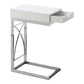 Accent Table, C - Shaped Glossy Contemporary & Modern - White