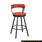 Appart - Set of 2 - 29" Red Faux Leather Swivel Bar Stools with Metal Base & High Back for Dining Room