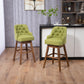 Olive - Set of 2 - 27"  Linen Swivel Counter Stools Seat with Solid Wood Legs - 360° Rotation for Kitchen & Dining Room