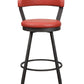 Appart - Set of 2 - 29" Red Faux Leather Swivel Bar Stools with Metal Base & High Back for Dining Room