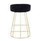 Suttung - Set of 2 - 28" Contemporary Counter Stools in Gold with Black Velvet Fabric, Fixed Height, Luxe Modern Design