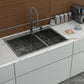 Double Bowl Kitchen Sink 16 Gauge 33" X 22" With 2 10" Deep Basins - Gunmetal Black