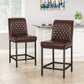 Mirole- Set of 2 - 26" Dark Brown Leather Counter Stools with High Back