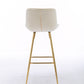 Vienna - Set of 2 - 26" Cream Velvet Counter Stools with Golden Legs and Chrome Footrest