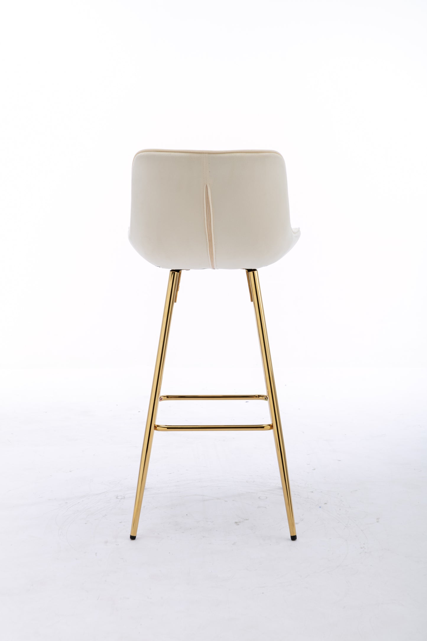 Vienna - Set of 2 - 26" Cream Velvet Counter Stools with Golden Legs and Chrome Footrest