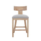 Pivora - Set of 2 - 27" Linen Upholstered Counter Stools with Natural Rubberwood Frame, High Back, and Footrest