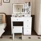 Vanity Desk With Mirror, 3 Color Lighting And Stool