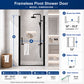 Semi-Frameless Pivot Shower Door With Adjustable Width, Reversible Installation