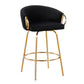 Opulent - Set of 2 - 30" Black Velvet & Gold Steel Counter Stools