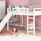 Full Loft Bed With Slide, Multifunctional Design - White