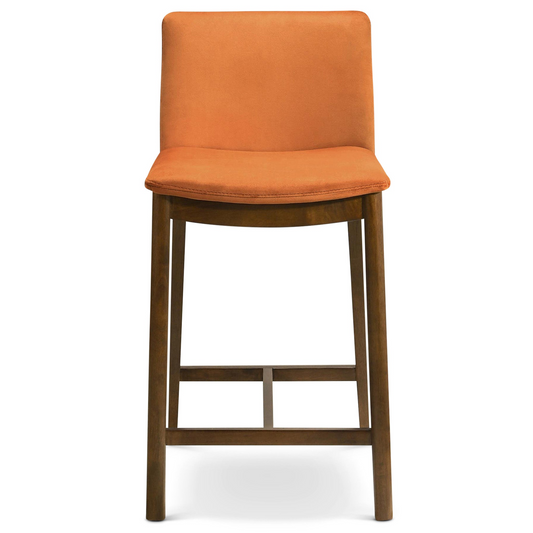 Suriya - Set of 2 - 26" Burnt Orange Velvet Counter Chair – Mid-Century Modern Design