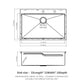 33" Drop In Kitchen Sink With Ledge Workstation, Single Bowl, 16 Gauge Stainless Steel - Black / Gray