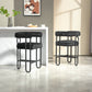 Lynsandra - Set of 2 - 24" Black Chenille Upholstered Bar Stools with Curved Backrest and Black Metal Legs