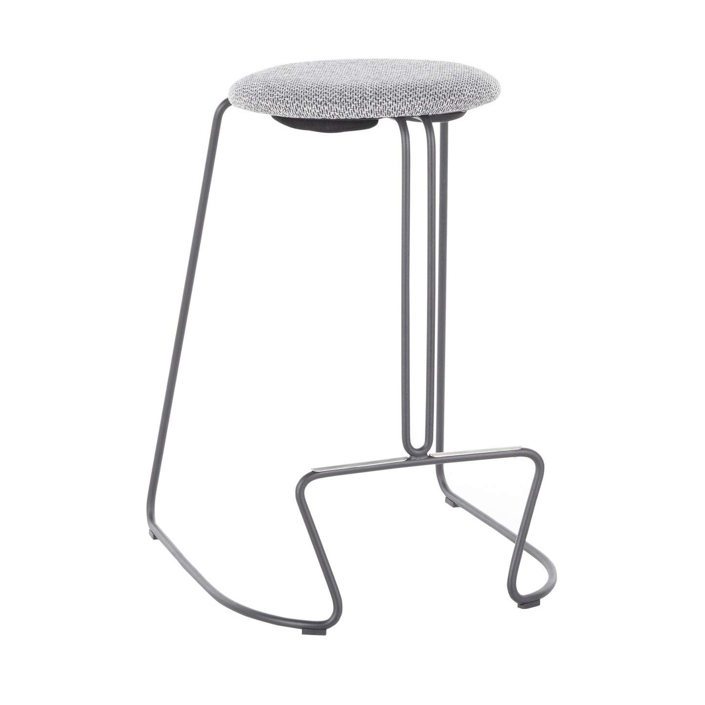 Halecrest - Set of 2 - 26" Grey Fabric & Steel Contemporary Counter Stools with High Back