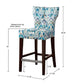 Marivelle - Set of 2 - 26" Fixed-Height Counter Stool with Luxurious Blue Tufted Fabric, Solid Wood Frame, and High Back Design