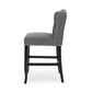 Videssa - Set of 2 - 27" Wingback Counter Stools with Charcoal Fabric & Dark Brown Rubberwood