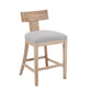 Pivora - Set of 2 - 27" Linen Upholstered Counter Stools with Natural Rubberwood Frame, High Back, and Footrest