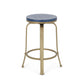 Sanora- Set of 2 - 25" Blue Counter Stools with Swivel Iron Frame and Faux Wood Seats