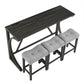 Avignon - Set of 4 - 24" Industrial Bar Table (59" x 19") with 3 Ergonomic Stools, Grey and Black Finish