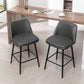 Harvaloni - Set of 2 - 26" Swivel Counter Stools with Grey Upholstered Seat and Metal Legs