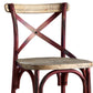 Zorina -  set of 2 -29" Seat Height Industrial High-Back Bar Chair in Antique Red and Oak, 43" Overall Height