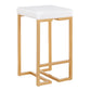 Mirel - Set of 2 - 26" Velvet Counter Stools with Gold Frame and White Cushion