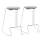 Orlissa - Set of 2 - 26" White Steel and Light Grey Fabric Counter Stools with Upholstered Seat and Sturdy Metal Base